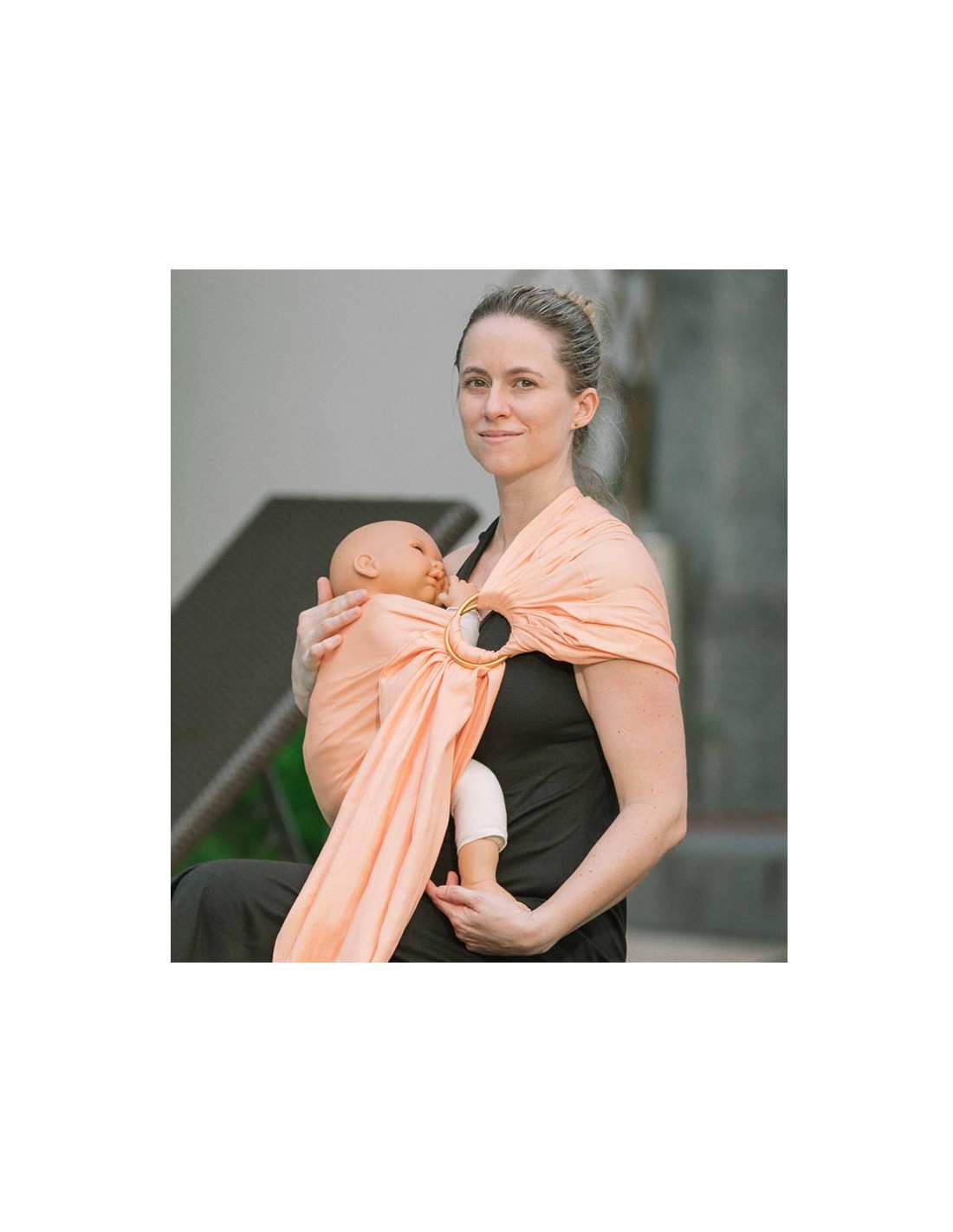 Porte-bébé sling, Abricot, en coton bio - Ling Ling d'amour